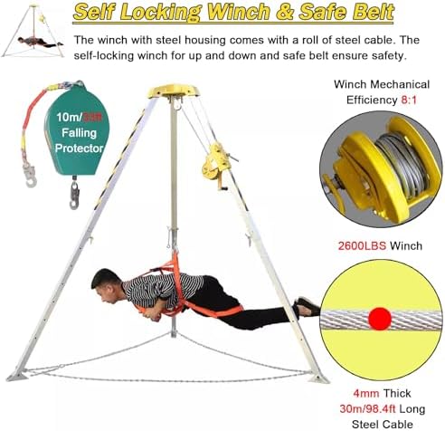 Compact Aluminum Tripod 1.342.14m Telescopic AntiFall Rescue Legs for Deep Wells Sewers Chimneys Emergency Fire Support Portable Safety Equipment.