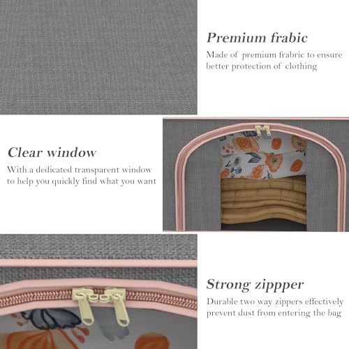 Image of Kuber Industries Pack of 5 Foldable 66 Liter Cloth Organizer for Storage with Steel Frames, Zip & Handles | See Through Saree Organiser for Wardrobe, Seasonal & Home Items | LJ-1-GRY | Grey