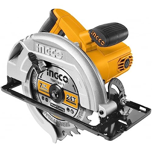 Image of INGCO POWERTOOLS & HANDTOOLS Corded Electric 1600W Circular Saw and 185 mm Blade with Extra Carbon Brushes
