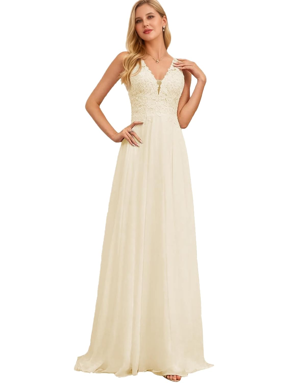 MARTINLEE Beach Wedding Dresses for Bride 2026 Lace Appliques Chiffon A Line Long Boho Bridal Dress for Women