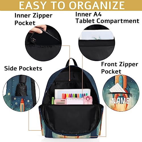 Space Rocket Customized Kids Backpack for Boys Girls Galaxy Planet Personalized Preschool Toddler Backpack Kindergarten Nursery Bookbag Travel Children School Bag4
