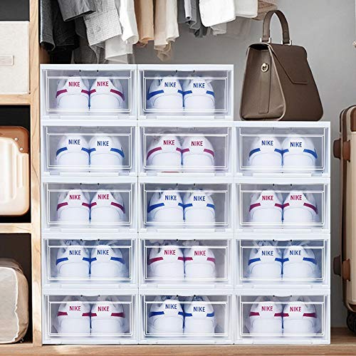 XIAOKE Transparent Shoe Box Storage Box Shoe Rack Shoe Storage Box Shoe Cabinet Thick Moisture and Dust Storage Cabinet Alice Environmental Protection Plastic Storage Box Combination ä¸­å·ã€6ä¸ªè£…ã€‘ çº¦11.4L