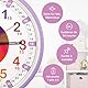 Kiddus Wanduhr für Kinder. Größe XL. 30cm Durchmesser. Analoger Zeitlehrer mit Zeitlernübungen. Stilles Uhr. Viele Sprachen. Model: Purple, Français
