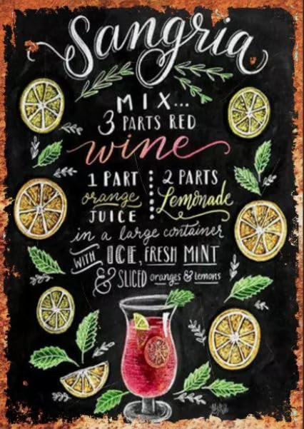 Sangria Metal Sign Wall Plaque Vintage Gift Bar Man Cave Shed Garden Drink Tin (Aluminium A3 (400x290mm) Approx)