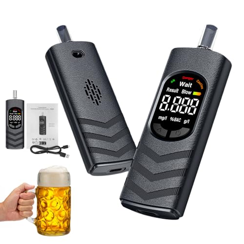Otufan Tester di alcol, con doppio sensore, etilometro professionale per risultati rapidi e precisi in pochi secondi, breathalyzer portatile con indicazione vocale per auto test di alcol personale