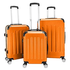 20 24 28 inch Luggage Sets 3 Pieces, Portable Ligthweight ABS Hard Shell Suitcase Set with Spinner Wheels, TSA Lock, Durable Carry on Luggage for Travel, Business(Orange)