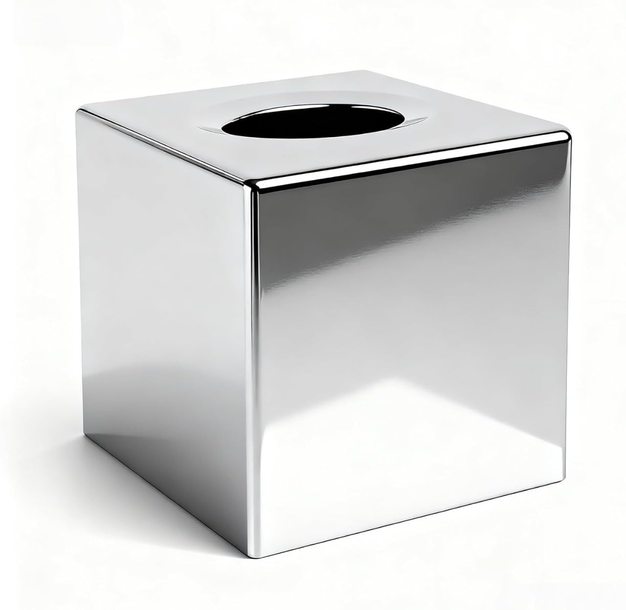 ABS Plastic Square Tissue Box Cover Facial Tissue Holder Silver Square Holder for Bathroom Vanity Countertops Bedroom Dresser Night Stand 5.38X5.38X5.11In Non-Stainless Steel
