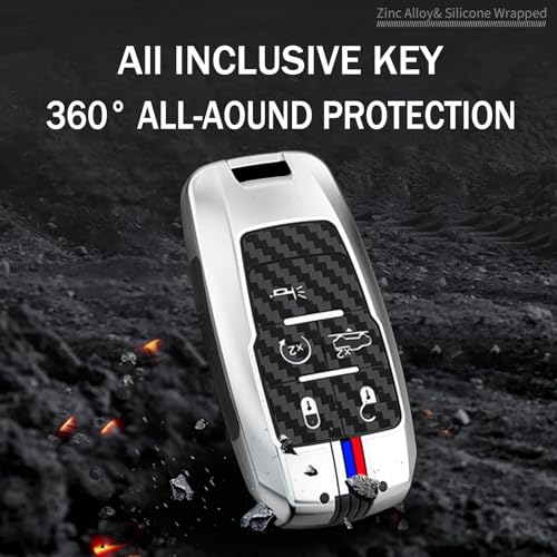 Carcasa de llave de metal para Dodge RAM 1500 protección anticaídas 5 botones 5