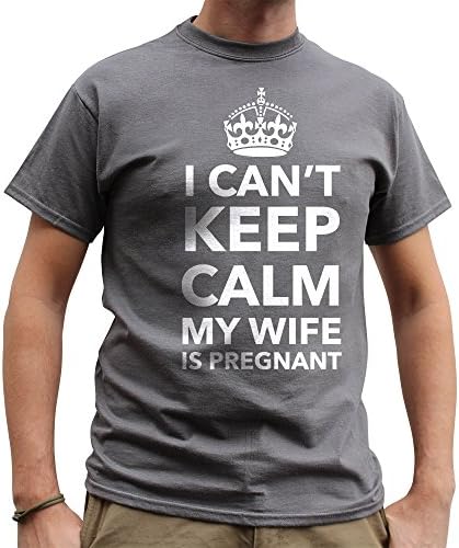Nutees Mens I Can't Keep Calm My Wife is Pregnant Funny T Shirt Charcoal Grey Large Apparel