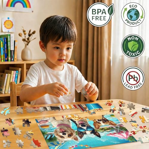 Rompecabezas para niños de 6 a 10 años: 200 piezas con tema de perros en parque de diversiones, juguete educativo y regalo ideal miniatura 4