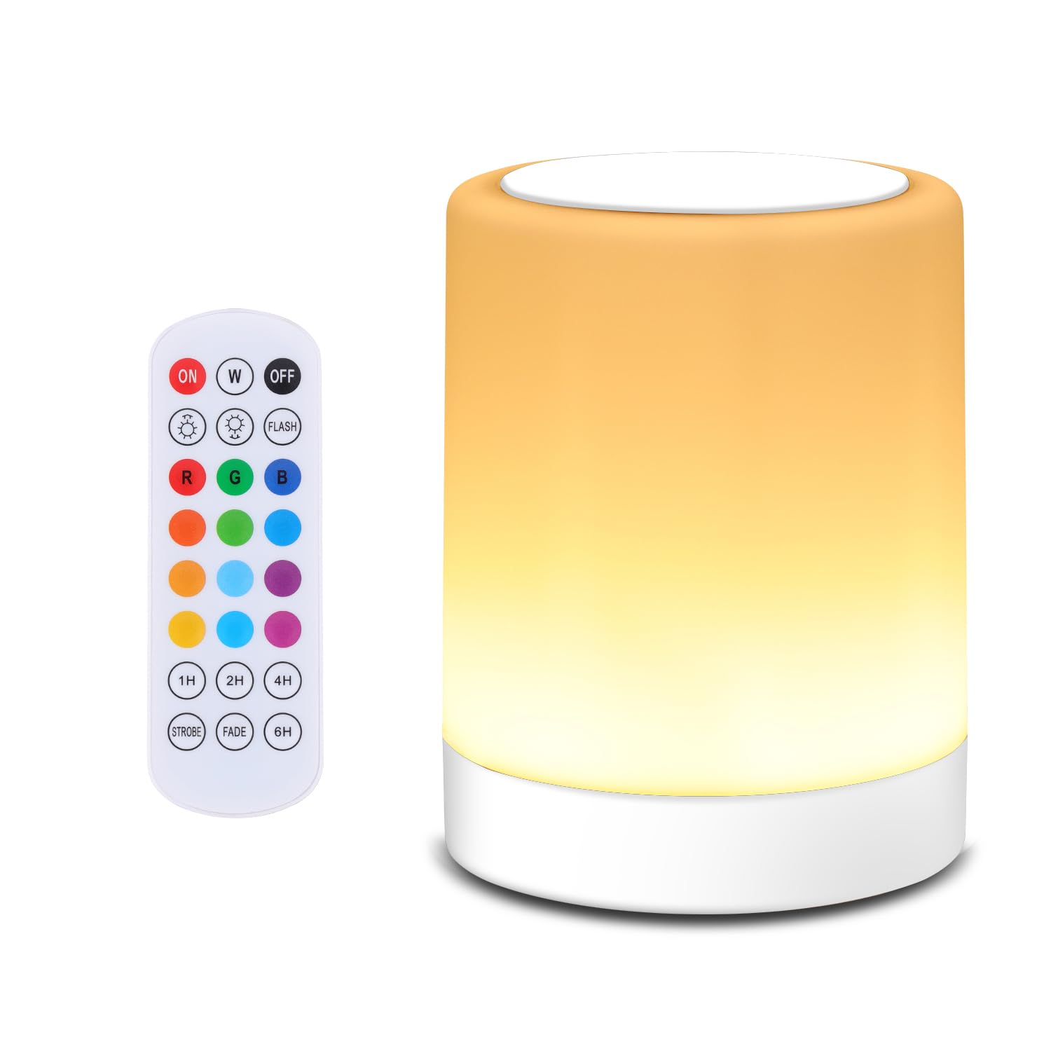 OORUN Touch-Nachttischlampe, 13 RGB-Farben & 5 Helligkeiten, USB-wiederaufladbare Schreibtischlampe, Fernbedienung, dimmbares Nachtlicht mit RGB-Farbwechsel, tragbare Lampe für Baby, Schlafzimmer