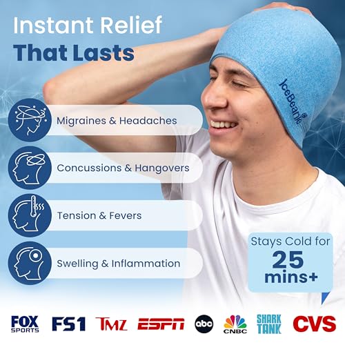 IceBeanie Migraine Relief Cap, As Seen on Shark Tank, Soft & Stretchy Gel Tension Headache Relief Cap, Extended Cooling Hangover Ice Hat, Odorless Head Wrap Ice Pack Wrap, Headache Migraine Mask - Image 3