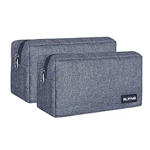 Alifiya Polyester Gadget Charger Pouch/Travel Organizer Pouch for Cables/Hard Disk/Charger (Grey - Pack of 2)