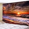 Beach Sunrise Orang Sea Print Fabric Tapestry Decorative Wall Art Tablecloth Bedspread Picnic Blanket Beach Throw… 51ryqNc8k4L. SS100