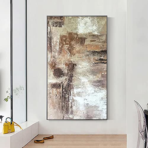 Toile peinture abstrait moderne 40x65cm finie avec un cadre noir mat