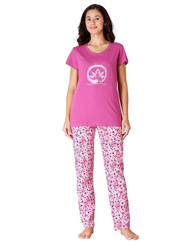 bodycare Women's Cotton Printed T-Shirt and Payjama Set | Soft & Breathable Nightwear | Short Sleeves | Loungewear Co-Ord Set BSLS11075-picture-42