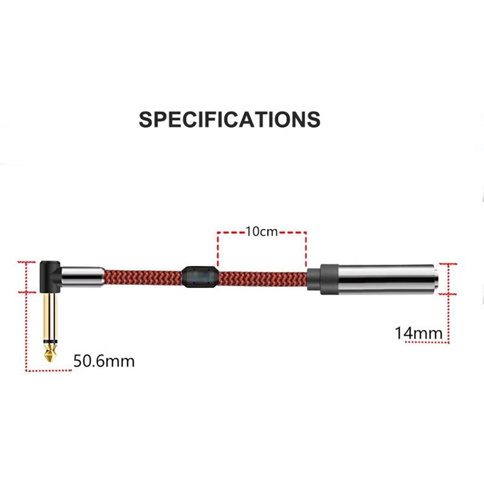Kabel instrumentowy Premium 6.35 Przewód Przedłużający 1/4 Cala TS Jack Męski Na Żeński Kabel Do Gitary, Mikrofonu, Miksera(Red-straight,15meter)