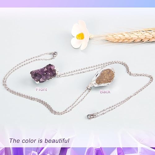 Miniatura 4 de ZORZA 1 collar de amatista natural, collar de cristal curativo púrpura, collar con colgante de amatista de cuarzo crudo irregular, Zinc, Amatista