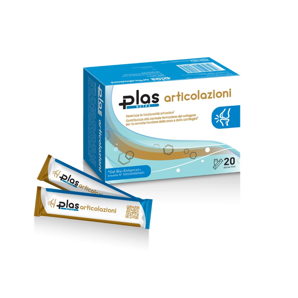 Articolazioni - Integratore con Glucosamina, Condroitina, Boswellia 600 mg, Acido Ialuronico, Collagene Tipo II, Vitamina C - 20 Stick Pronti all'Uso, Gel Bio-Enhancer® Brevettato, Vegano