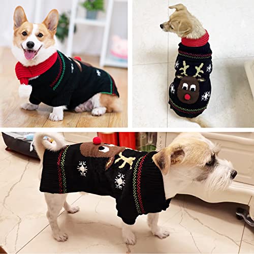 Suéter de Navidad para perro con diseño de reno negro XXS miniatura 3