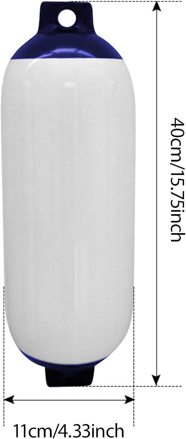 pistro Boat Fenders 4 Pack (15.75x4.33 inch) - Marine Inflatable PVC Fenders with Ropes for Docking Protection