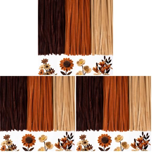Image of Caydo 300 Pieces Brown Pipe Cleaners for Flowers, Thick Fluffy Chenille Stems Bulk for Making Animals and Kids Creative Arts and Crafts (Pack of 3)