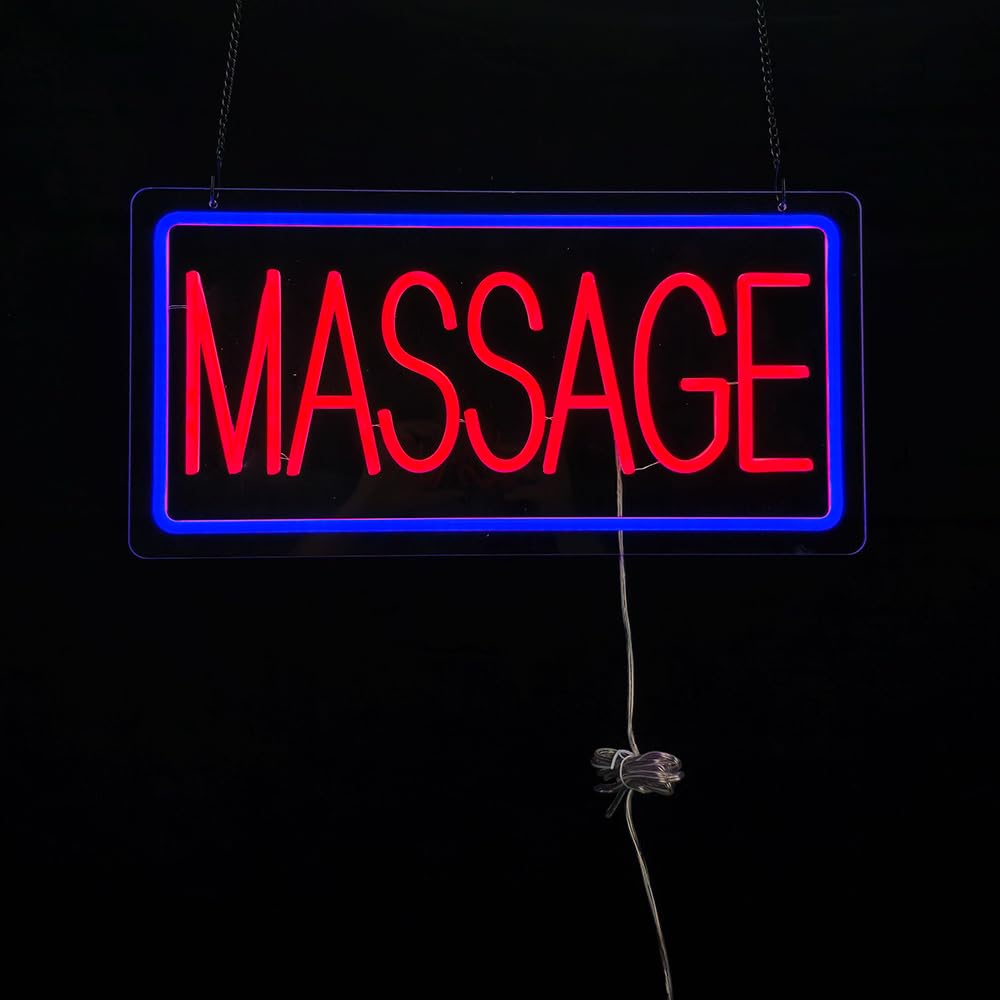 Massage Signs for Business, Massage Open Sign Massages LED Signs Neon Massages Sign Light for Spa Salon Parlor Door Window Wall Decor. 19” x 9.5 (