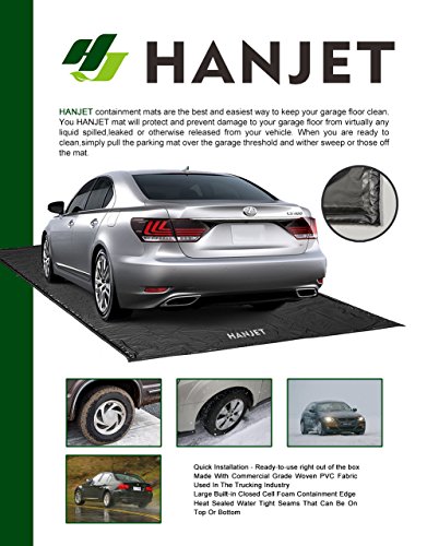 Hanjet Garage Car Mat Containment Floor Mat for Snow, Mud, Rain - 8Feet 6Inches x 20Feet, Black