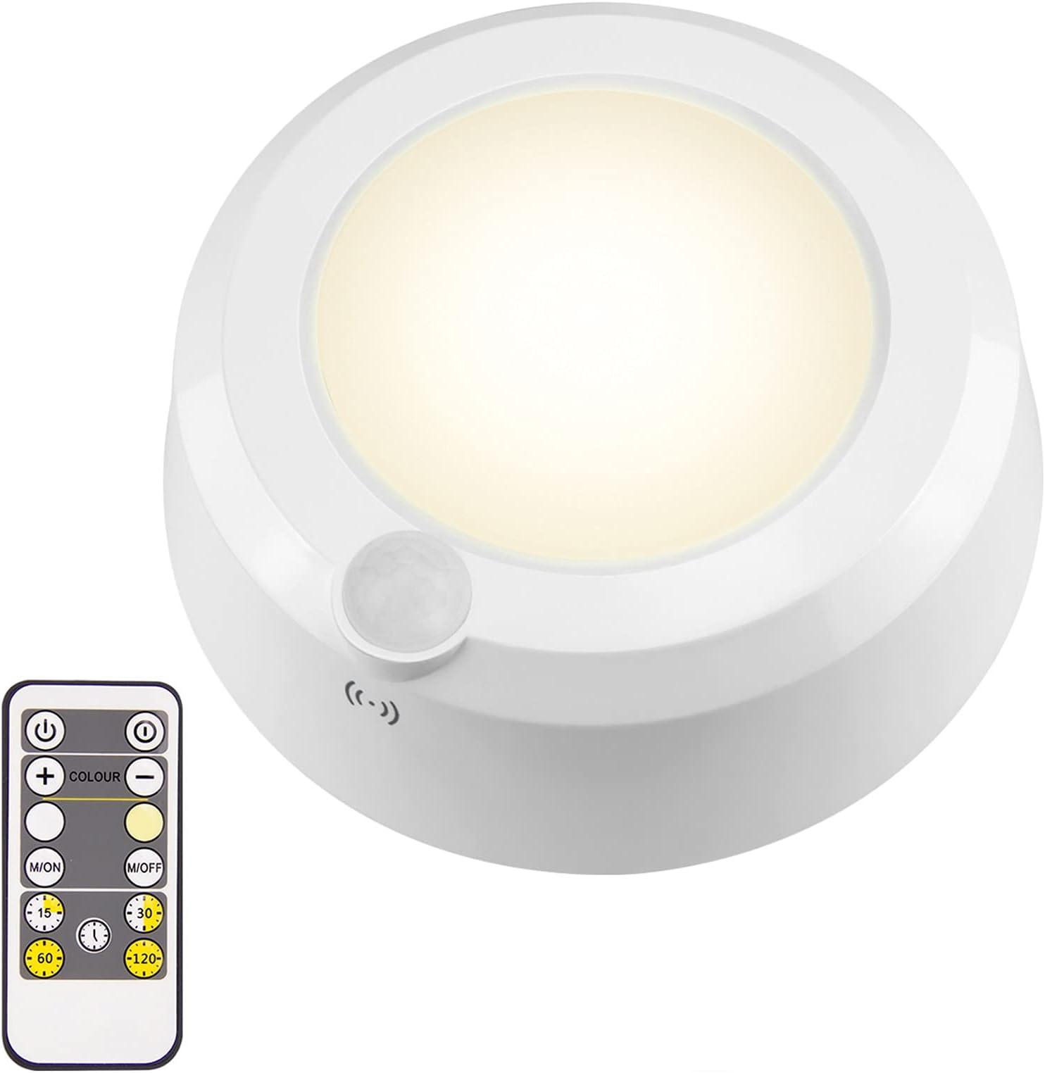 LUXSWAYWireless Ceiling Light for Shower, Battery Operated Overhead Shower Light with Motion, 80ft RF Remote Controller, Cool/Warm White Battery Ceiling Light for Indoor Timer Off - 300Lumen