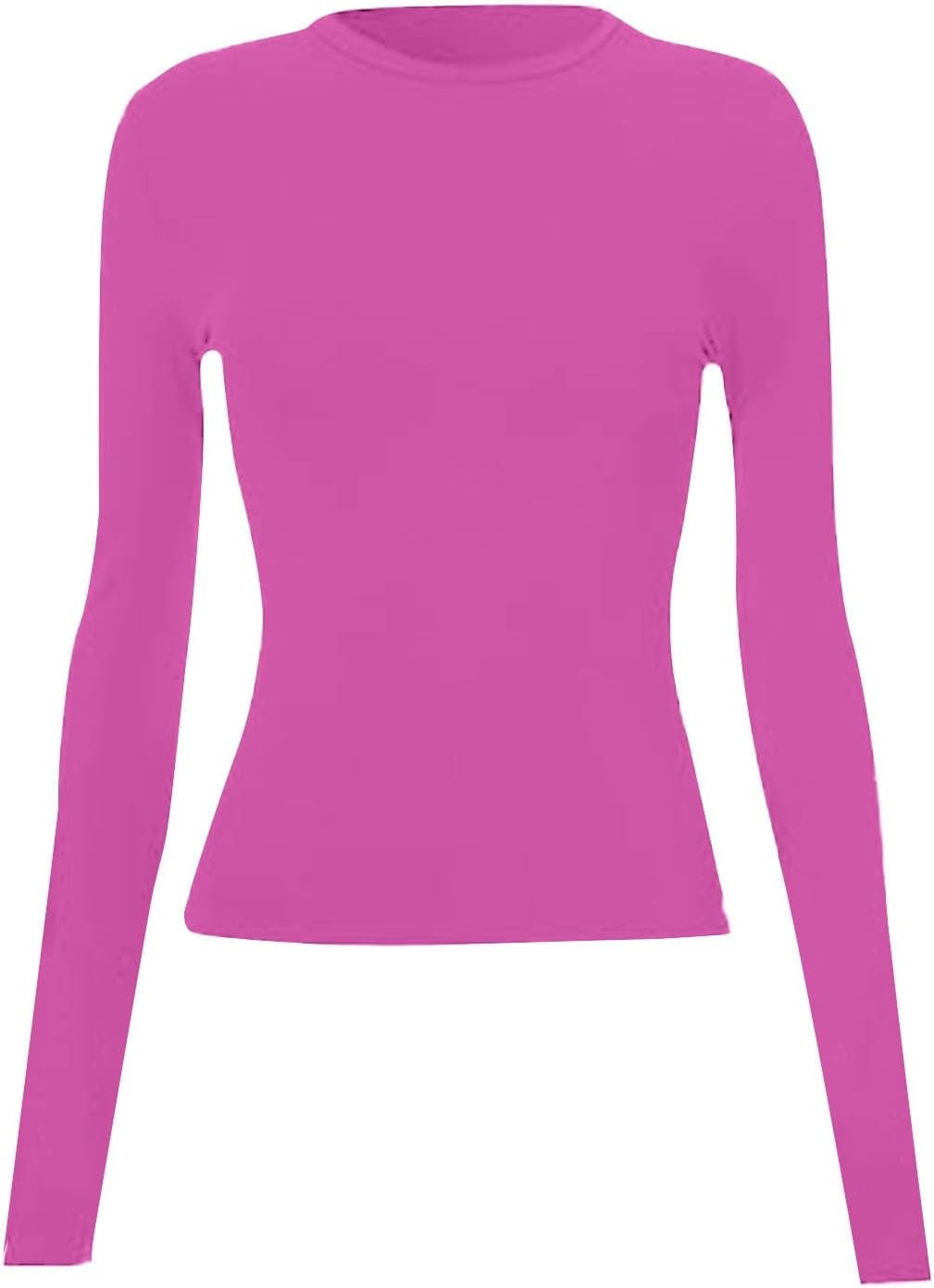Crew Neck Long Sleeve T Shirts for Women Fitted Shirts Tight Neck T Shirts Basic Tee Tops