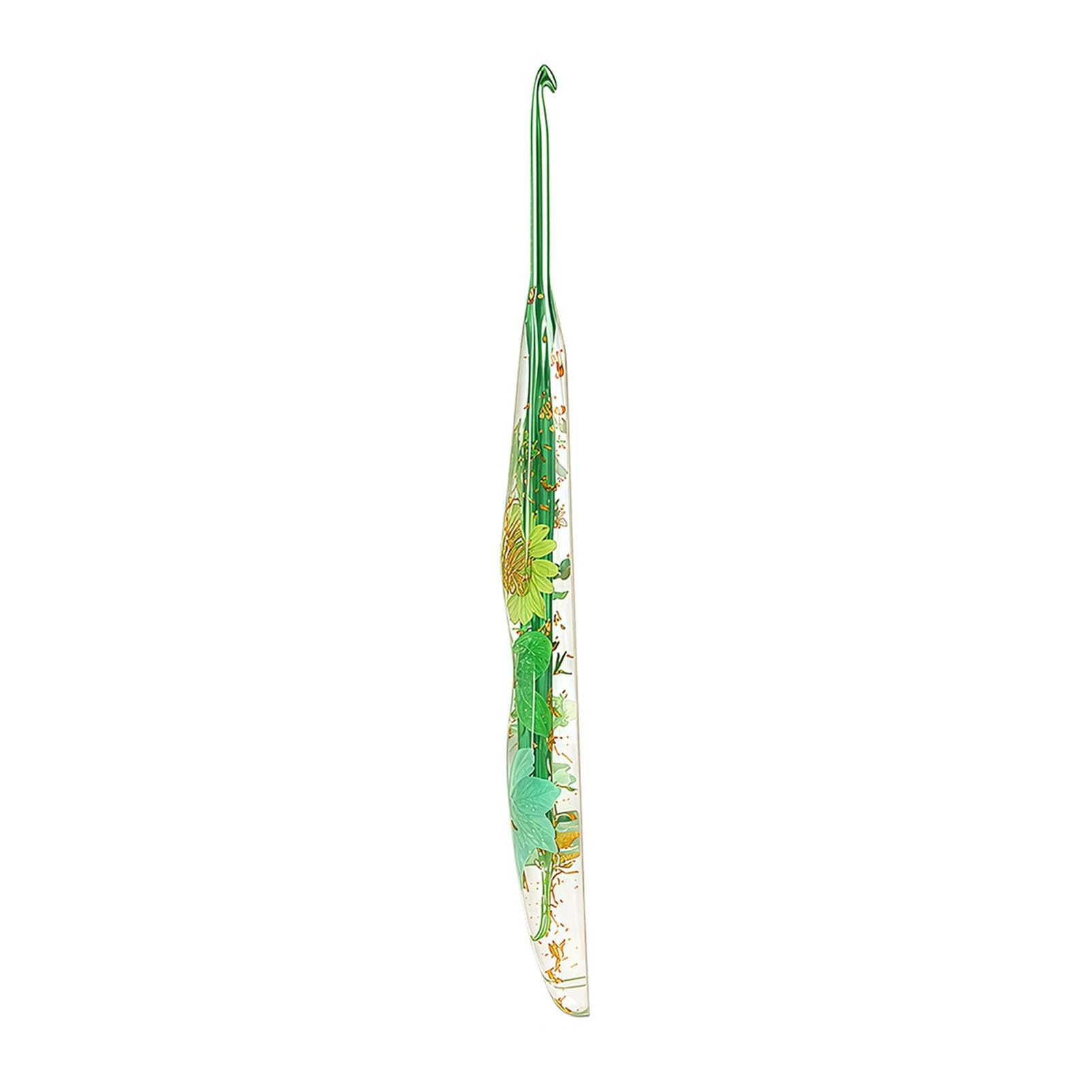 RetroNest Ergonomic Crochet Hook with Dried Flower Resin Handle,2.0mm-8.0mm Smooth Aluminum Head for Comfortable Knitting,Ideal Crafting Tool for Blankets Scarves and Dolls 18cm Long 4mm