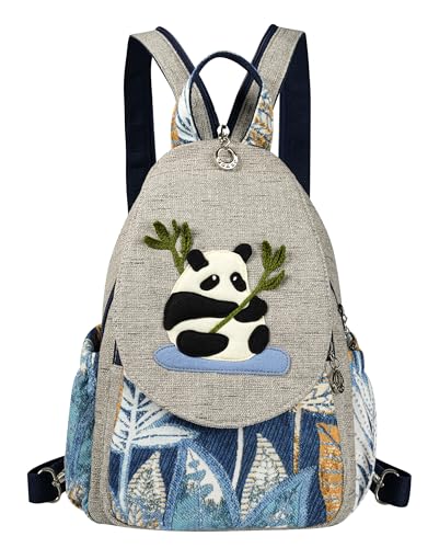 Image of Small Travel Backpack Boho Bag Womens Canvas Aesthetic Hiking Cute Casual Daypack Adjustable Strap Boho Vintage School Bagbackpack Purse Travel Essentials Action theme