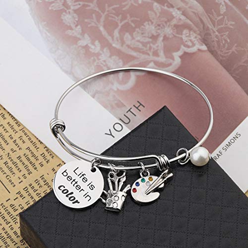 CHOORO Art Lover Gift Paint Palette Bracelet Life is Better in Color Bracelet Teacher Appreciation Gift Art Student Gift (Life is Better in Color br)2