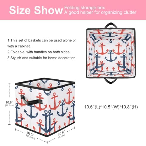 Boîte de rangement ancre 28cm cube pliable en tissu Oxford