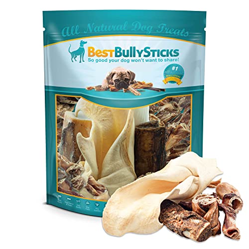 Mixed Morsels Bargain Bag - 1.5 lb (Pack of 1) - Assorted Natural Treats, Rawhide-Free Variety: Stuffed Shin Bone, Small Femur, Broken Snap Sticks, Gullet Mix, Cow Ear, Rib