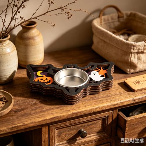 Halloween Candle Holder Bat Shaped Carving Halloween Decorations for Indoor - image 4