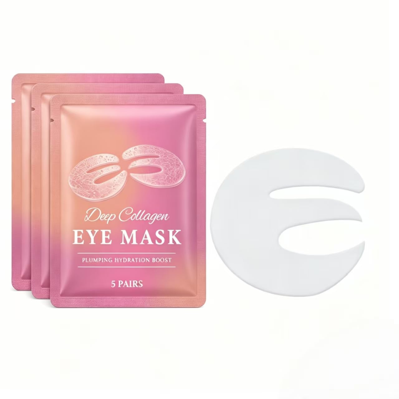 Mascarilla de colágeno para ojos, mascarilla debajo de los ojos en forma de E, para ojeras e hinchazón, geles hidratantes para los ojos para el cuidado de la piel, 5 pares,3PCS