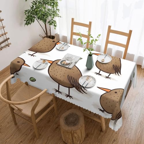 TOXOCMDKLE Mantel rectangular de 137 x 182 cm, diseño de pájaros kiwi, bonito mantel antiarrugas, decorativo, lavable, mantel impermeable para cocina, camping, picnic, granja