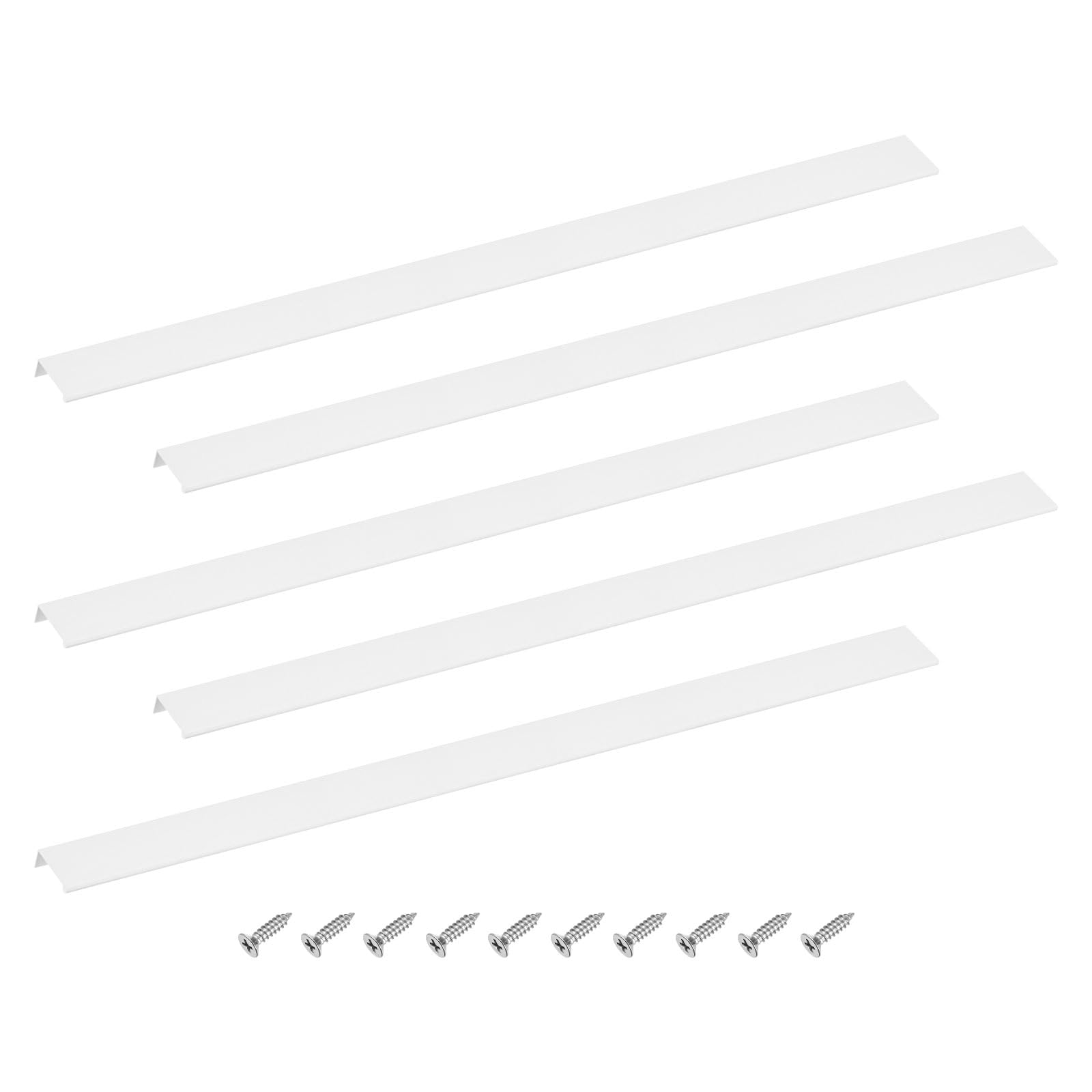 sourcing map Cabinet Finger Edge Pull, 5pcs 800mm / 31.5" Aluminum Alloy Back Mount Hidden Drawer Edge Handles, Modern Concealed Tab Pulls for Home Kitchen Furniture, White