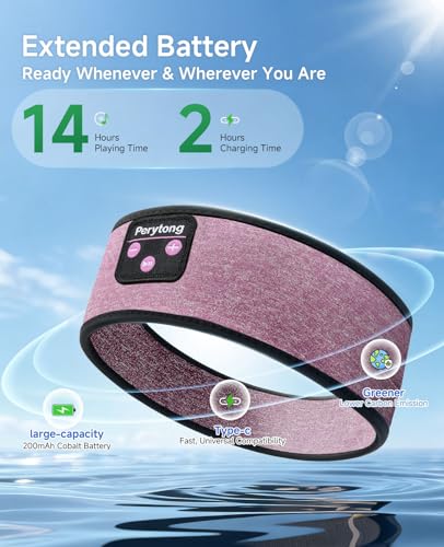 Image of Perytong Sleep Headphones Wireless, Bluetooth Headband Sports Sleeping Headphones Sleep Mask Earbuds Breathable Wireless Music Headband for Side Sleepers Sleeping Travel Workout Running Air Travel