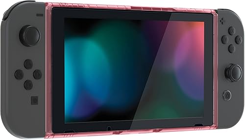 Vista 6 de eXtremeRate Carcasa para consola Nintendo Switch, color rosa cereza para consola Nintendo Switch, marco frontal de repuesto para consola Nintendo