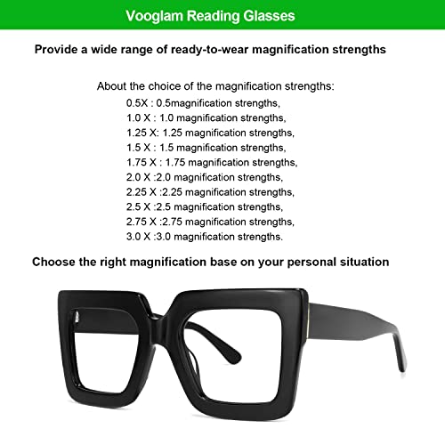 Vooglam Oversize Square Reading Glasses For Women Men Anti Blue Light Uv Eyestrain Readers Eyewear Charisse Vfpo306-02 3.0X Strength #TOP3