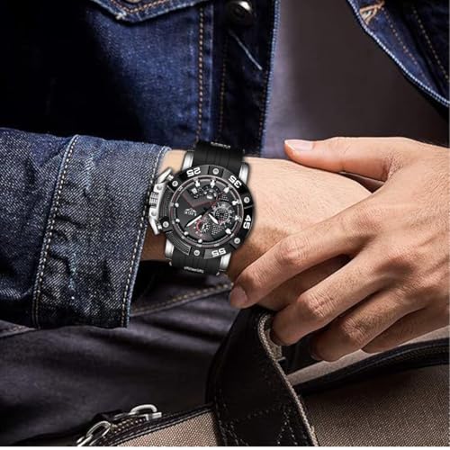 Image of LIGE Unique Mens Wristwatch Fashion Multifunction Chronograph with Calendar Quartz Analog Watch Waterproof Outdoor Sport Watch for Men Casual