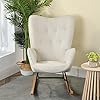 MEUBLE COSY Sillas Mecedora Escandinavo Sillón Relax Especial Lactancia para Salón Dormitorio Balcón Sala de Estudio, Tela, Madera Haya, Metal, Beige #5