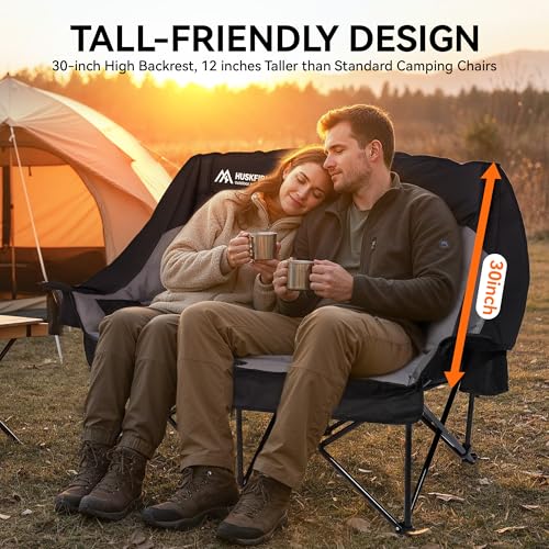 Silla de Camping Doble Huskfirm de Respaldo Alto para 2 Personas Color Negro y Gris miniatura 3