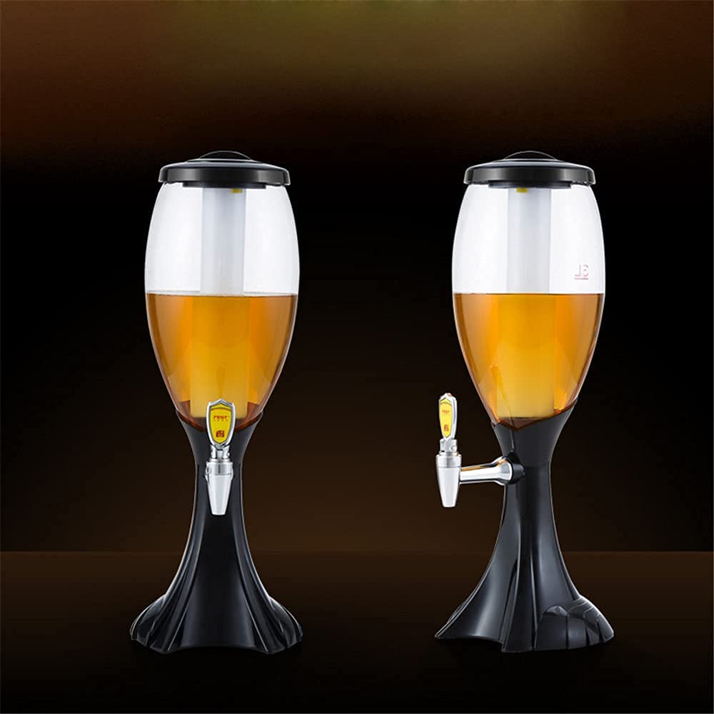 MU Torre de cerveza, dispensadores de barril de cerveza 1.5L/2.0L/3.0L para fiesta de vino, jugo de agua, bebidas líquidas, color negro, 0L