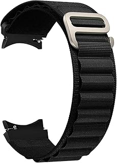اساور نايلون بتصميم حلقة الباين بدون فجوات من برينتمي متوافقة مع ساعة سامسونج جالكسي 5 برو 45 ملم/ جالكسي ووتش 5، ساعة جالكسي 4 باند 40 ملم 44 ملم، سوار رياضي قابل للتعديل 20 ملم مع خطاف على شكل حرف G