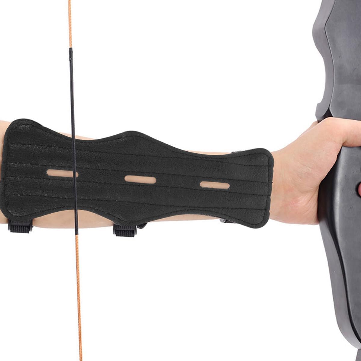 2Pcs Leather Archery Arm Guard Protective Sleeve Adjustable Straps Forearm Protector for Youth Bow Hunting Target Shooting Outdoor Use