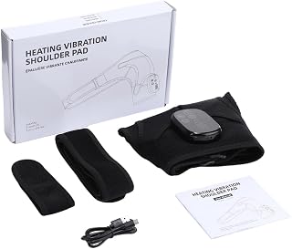 Cordless Shoulder Heating Pad with Massage, Rechargeable Heated Shoulder Brace Wrap for Rotator Cuff and Frozen Shoulder Relief, Shoulder Massager with Heat and Vibration, 5000mAh, Black