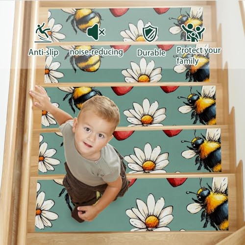 Tapis d'escalier antidérapant sans résidus lavable et réutilisable pour marches intérieures